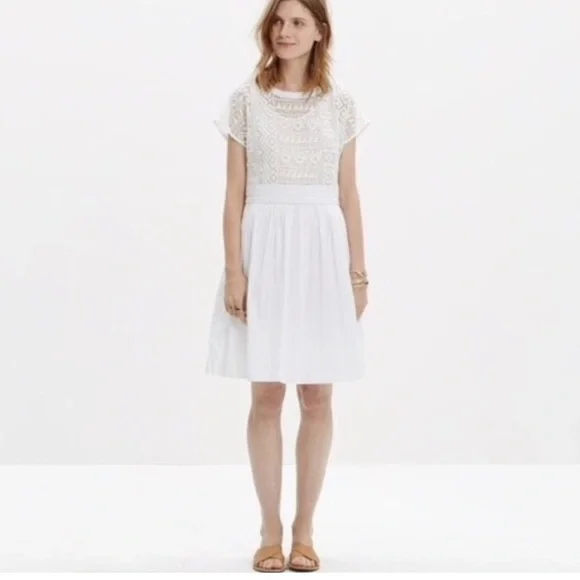 Madewell White Geo Lace Eyelet Dress